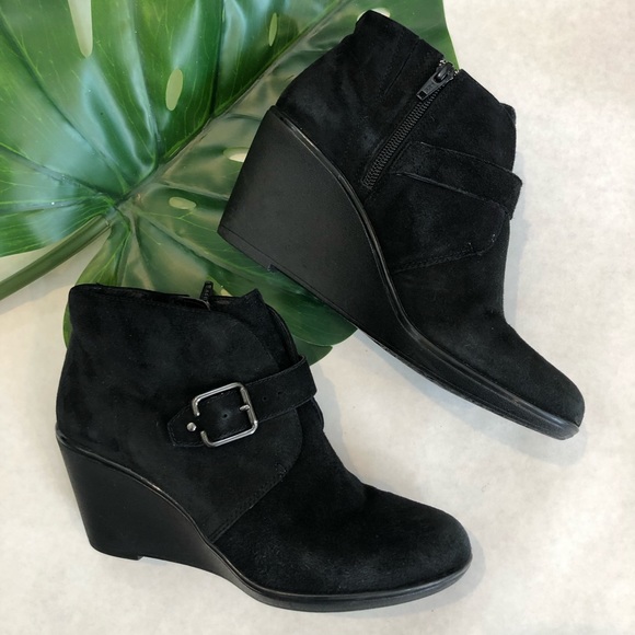 clarks suede wedge booties